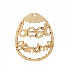 Pendentif œuf de Pâques "best grandma" en Bois 60x48mm