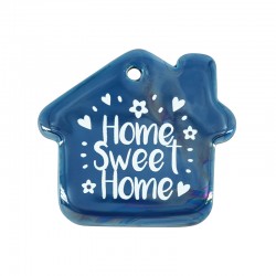 Ceramic Pendant House "Home" w/ Heart & Enamel 51x46mm