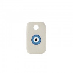 Ceramic Charm Tag w/ Evil Eye 15x24mm