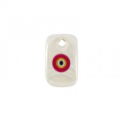 Ceramic Charm Tag w/ Evil Eye & Enamel 15x24mm