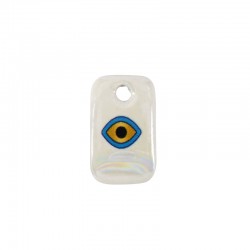 Ceramic Charm Tag w/ Evil Eye & Enamel 15x24mm