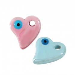 Enamel Ceramic Charm Heart Irregular 19mm