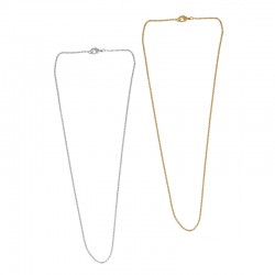 Brass Necklace Chain Oval w/ Lines & Clasp 400mm/1.5mm