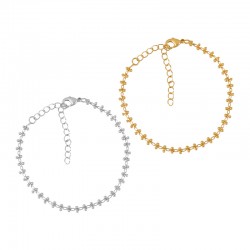 Brass Bracelet Chain w/ Beads & Clasp 140mm/3.4mm