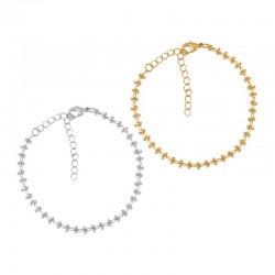 Brass Bracelet Chain with Beads 3.4mm 140mm