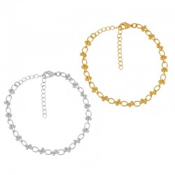 Brass Bracelet Chain w/ Beads & Clasp 150mm/4.2mm