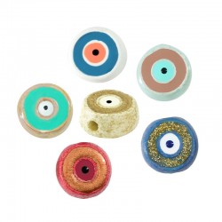 Enamel Ceramic Slider Round 16mm with Evil's Eye (Ø 2.8mm)