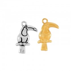 Pendentif Toucan en Métal/Zamak 12x19mm