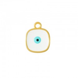 Zamak Charm Square w/ Evil Eye & Enamel 11mm