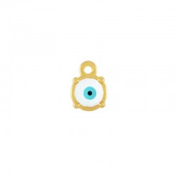 Zamak Charm Round w/ Evil Eye & Enamel 7mm