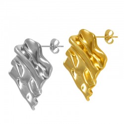 Boucles d'Oreilles Losange Martelées 25x27mm en Acier Inoxydable 304