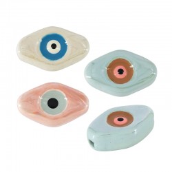Passante in Ceramica Smaltata Rombo con Occhio Portafortuna 15x24mm (Ø 2.8mm)
