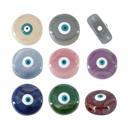 Ceramic Bead Round w/ Evil Eye & Enamel 18mm/7mm (Ø2.2mm)