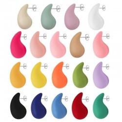 Acrylic Earring Drop w/ Rubber Effect & Clasp 16x30mm