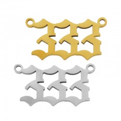 Breloque  Nombre d'Anges “333”  22x12mm en Acier Inoxydable 304
