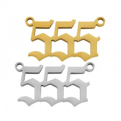 Breloque  Nombre d'Anges “555”  23x11mm Acier Inoxydable 304
