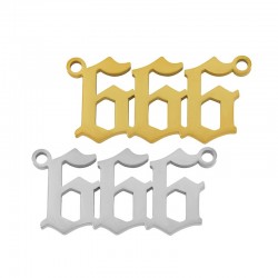 Breloque  Nombre d'Anges “666”  24x12mm en Acier Inoxydable 304