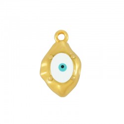 Zamak Charm Drop w/ Evil Eye & Enamel 10x15mm