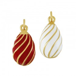 Brass Charm Egg w/ Enamel 10x19mm