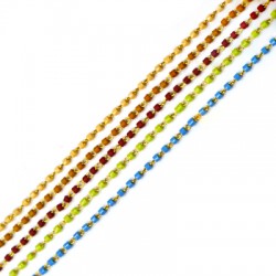Brass Chain w/ Miyuki Crystal Beads 1.5mm