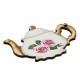 Wooden Pendant Teapot w/ Roses Flowers 70x53mm