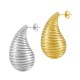 Brass Earring Drop w/ Stripes 15x28mm