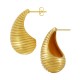Brass Earring Teardrop with Stripes 15x28mm
