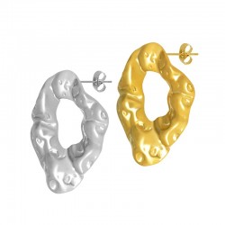 Boucles d'Oreilles Martelées Irrégulières 25x29.2mm en Acier Inoxydable 304