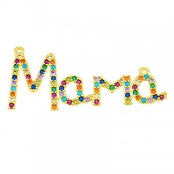 Connecteur en Laiton et Zircon « MAMA » 39 x 17 mm