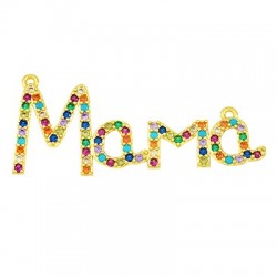 Connettore in Metallo Ottone "Mama" con Zirconi 39x17mm