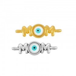 Zamak Connector "MOM" w/ Evil Eye & Enamel 16x7mm