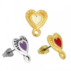 Zamak Earring Heart w/ Enamel Loop & Safety Back 11mm