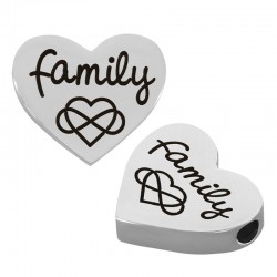 Stainless Steel 305 Slider Heart Family 13x15mm/3.5mm (Ø2mm)