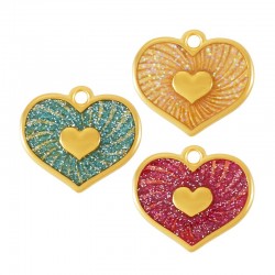 Zamak Charm Heart w/ Enamel 23x19mm