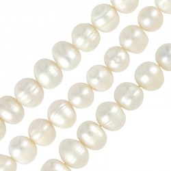 Fresh Water Pearl Bead (8-9mm) (Ø~0.6mm) (~46pcs)