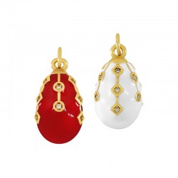Colgante de Latón Esmaltado con Forma de Huevo y Circonita 11 x 19 mm