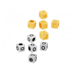 Zamak Bead Cube w/ Number “0” 4mm (Ø2.2mm)