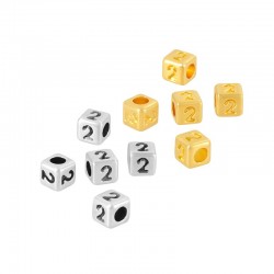 Zamak Bead Cube w/ Number “2” 4mm (Ø2.2mm)