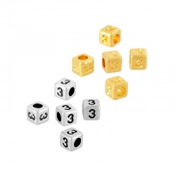 Zamak Bead Cube w/ Number “3” 4mm (Ø2.2mm)
