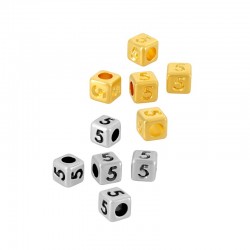 Zamak Bead Cube w/ Number “5” 4mm (Ø2.2mm)