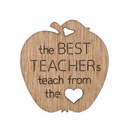 Pendentif en Bois avec message gravé pour le Professeur 50x47mm