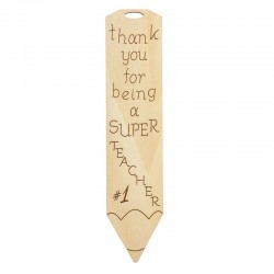 Segnalibri di Legno Matita con "thank you for being a SUPER TEACHER" Inciso 160x36mm
