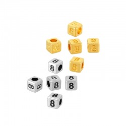 Zamak Bead Cube w/ Number “8” 4mm (Ø2.2mm)