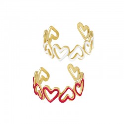 Stainless Steel 304 Ring w/ Hearts & Enamel 20x8mm