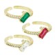 Anillo de Metal Latón Rectangular con Circonitas 10x22mm