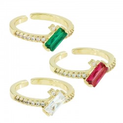 Brass Ring Rectangular w/ Zircon 10x22mm