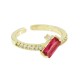 Bague Rectangulaire en Laiton et Zircon 10 x 22 mm