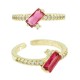 Bague Rectangulaire en Laiton et Zircon 10 x 22 mm