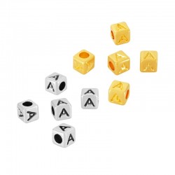 Zamak Bead Cube w/ Letter “A” 4mm (Ø2.2mm)