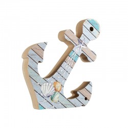 Wooden Deco Anchor w/Shells & Starfish 110x140mm/20mm (Ø4mm)